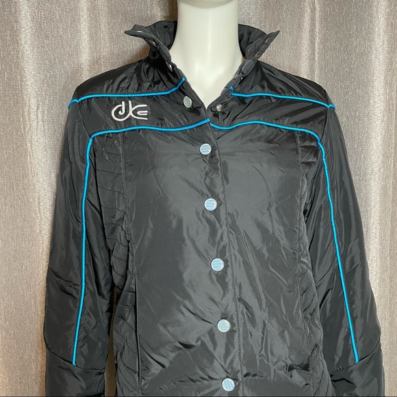 DC Women's Black Nylon Blue Trim Button Up Jacket